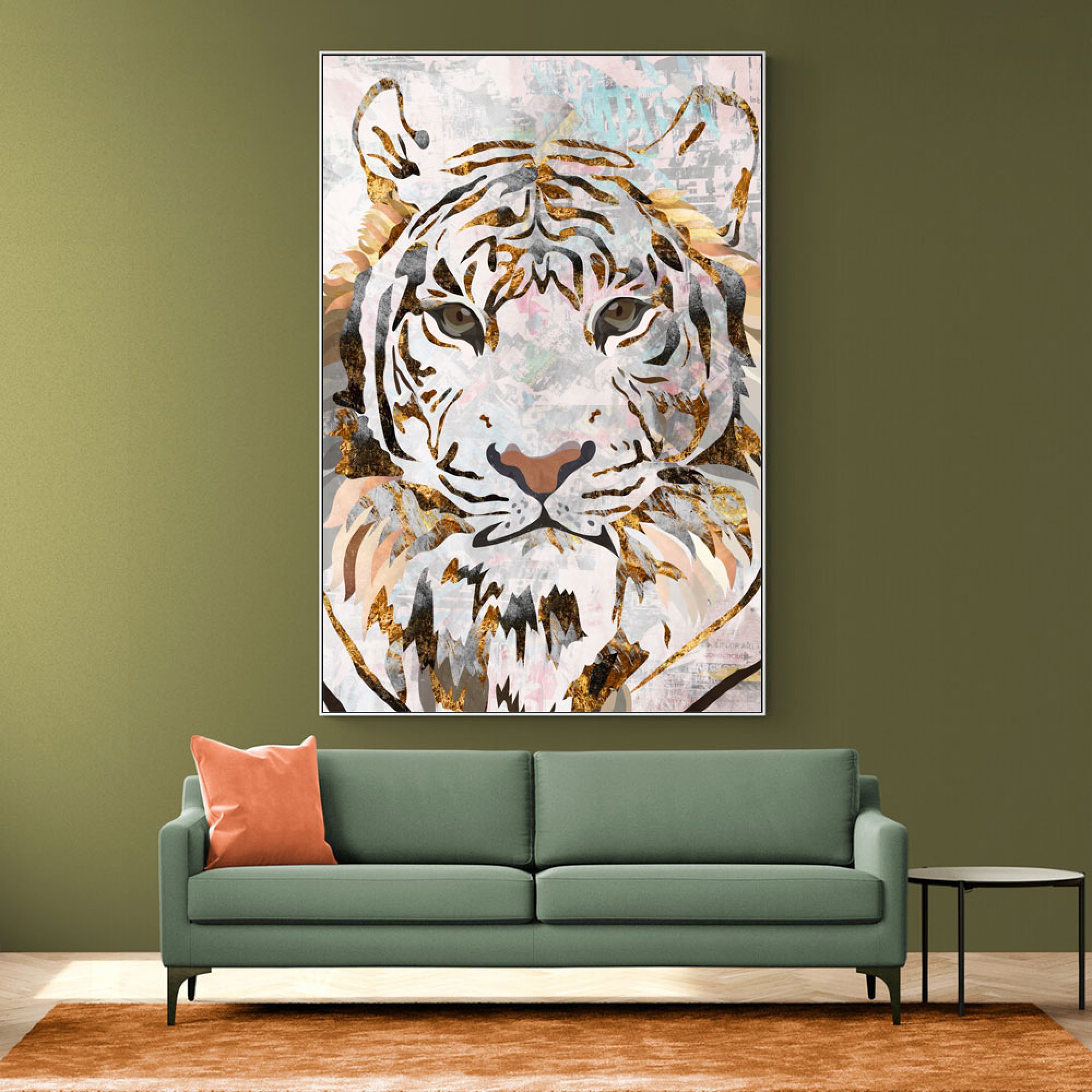 Grunge Gold Tiger Wall Art